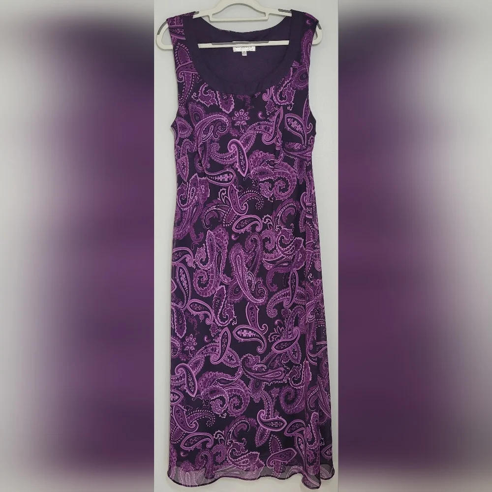 Studio I Paisley Sleeveless Maxi Dress Purple 18 Womens - Picture 5 of 11